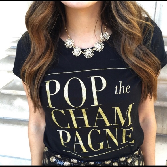 Tops - ⭐️💫Pop the Champagne Tee Tops - ⭐️💫Pop the Champagne Tee